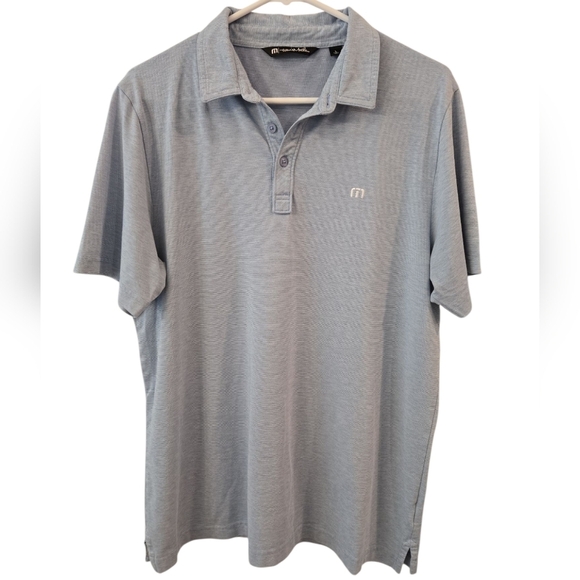 TRAVIS MATHEW PIMA COTTON BLEND  HEATHERED BLUE POLO SHIRT. SIZE LARGE. - Picture 1 of 9